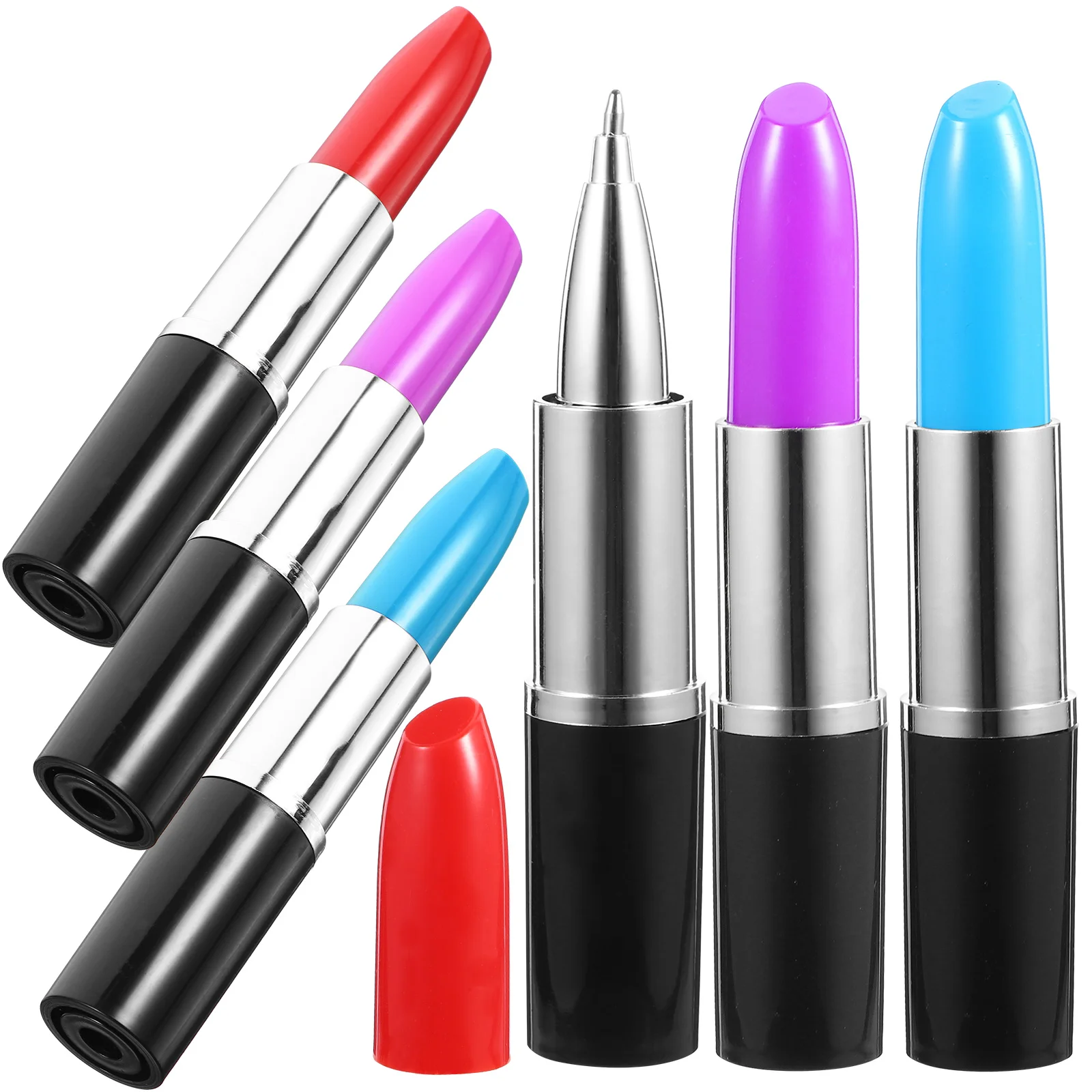 

24 Pcs Beautiful Lipstick Pen Sign Ball Point Pens Black Creative Ball-point Ballpoint