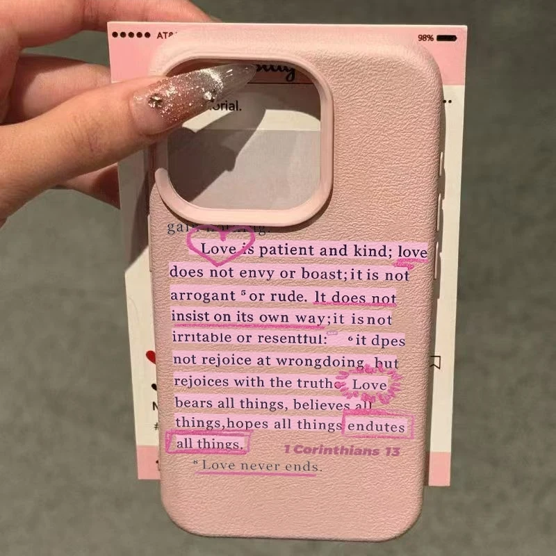Creative Pink Letter Print Phone Case For iPhone 17 Pro Max 16 15 14 13 12 11 XS Max X XR 7 8 Plus 16E 17E 17Air Soft Back Cover