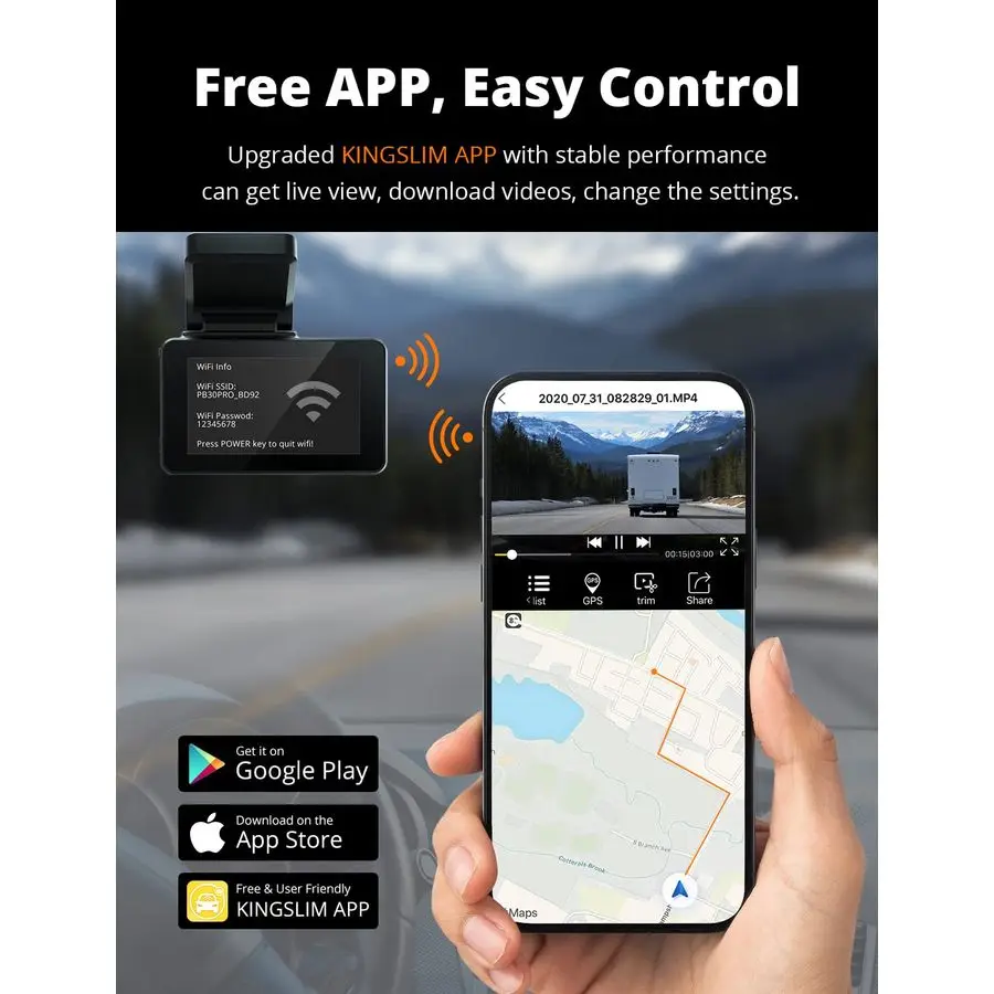 كاميرا D4 Dual Dash مع نظام تحديد المواقع WiFi المدمج، أمامي 4K 2.5K خلفي 1080P للسيارات، 3 IPS تعمل باللمس 170 FOV كاميرا لوحة القيادة مع Sony #3