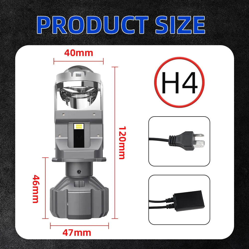 

1200W H4 Mini Projector Lens Left Right hand drive 6000K Car Headlight Bulbs 900000LM CANBUS H4 led High Low Light Fog lamp bulb