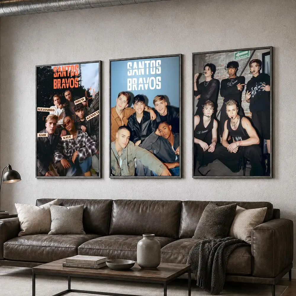 Santos Bravos Latin Pop Boy Band Music Aesthetic Poster  PP Self Adhesive Home Garage Dorm Bar Wall Decor Aesthetic Retro Gift