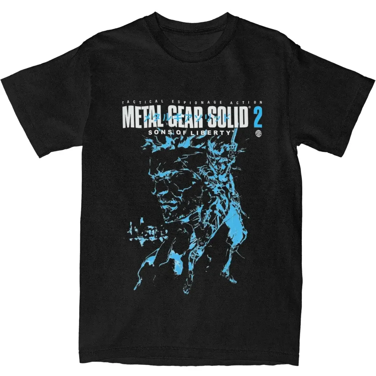 MGS2 T-Shirt Snake and Raiden Cover Aesthetic T-Shirts Pure Cotton Fashion Tee Shirt For Male Short-Sleeved Print Top Tees