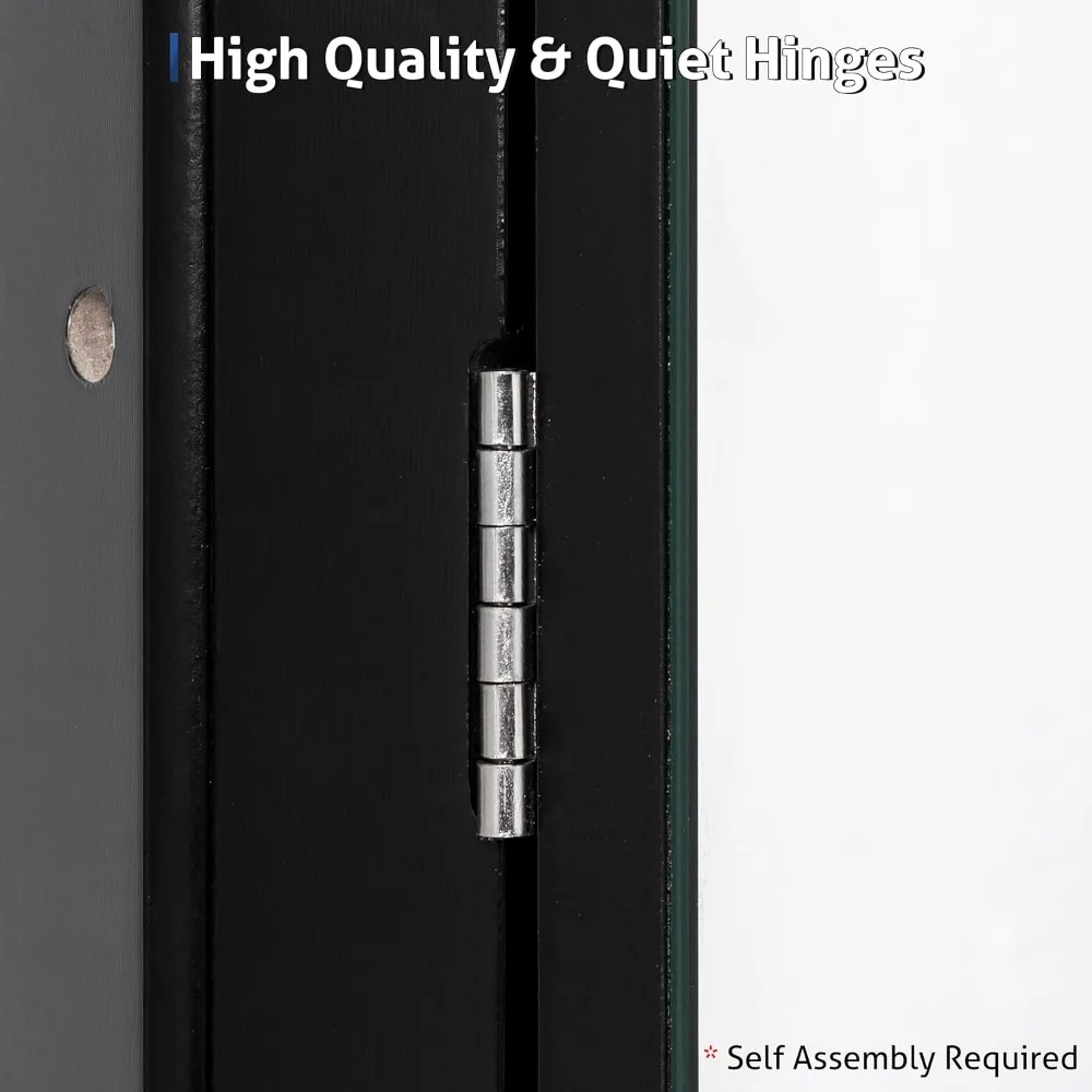 خزانة أدوية مثبتة على الحائط مع مرآة وأرفف ثلاثية للحمام باللون الأسود