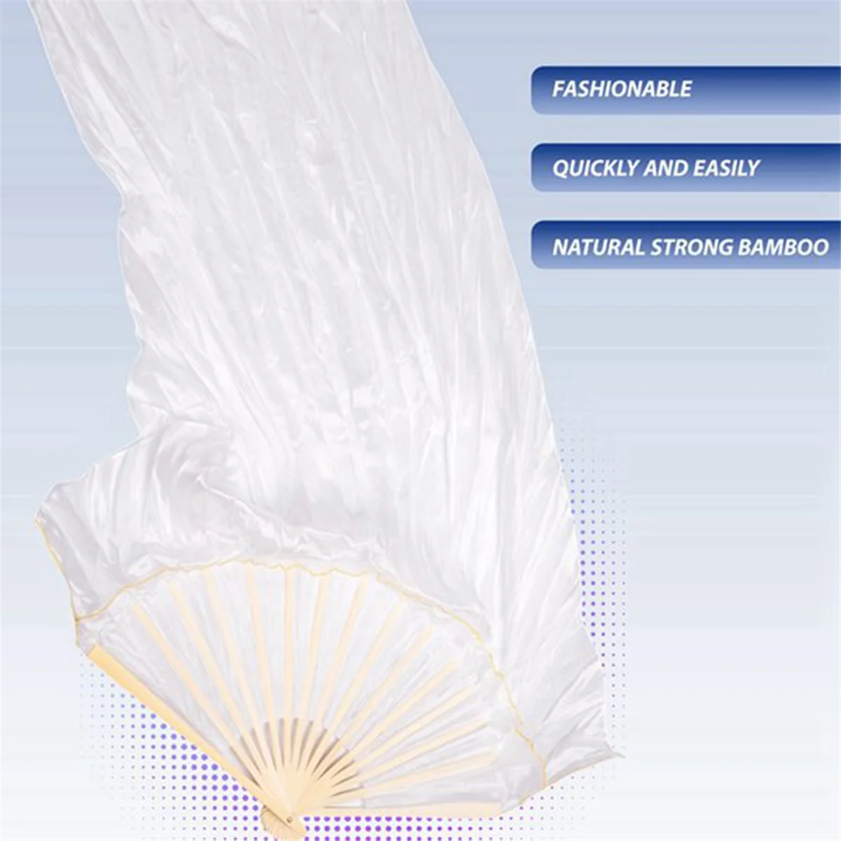 LHMQ 100% الحرير للجنسين الحرير الصيني الحجاب مراوح الرقص 1 قطعة مراوح الرقص الشرقي اللون الأبيض 180x90 سنتيمتر #3