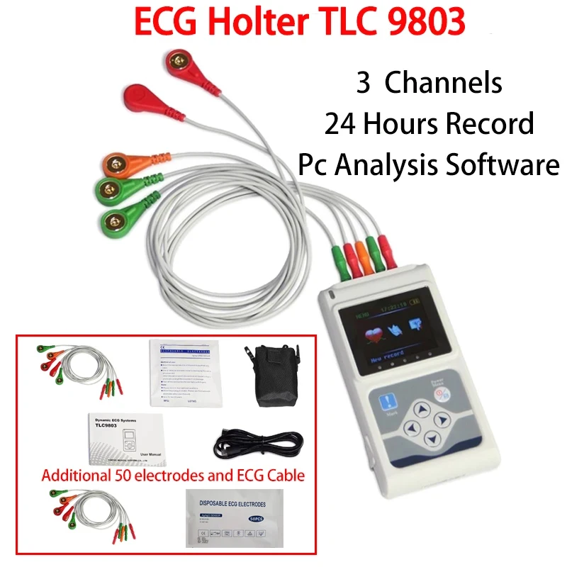 

Genuine CONTEC TLC 9803 3 Channels Holter, Dynamic Monitor System, 24 hours Holter Recorder TLC9803