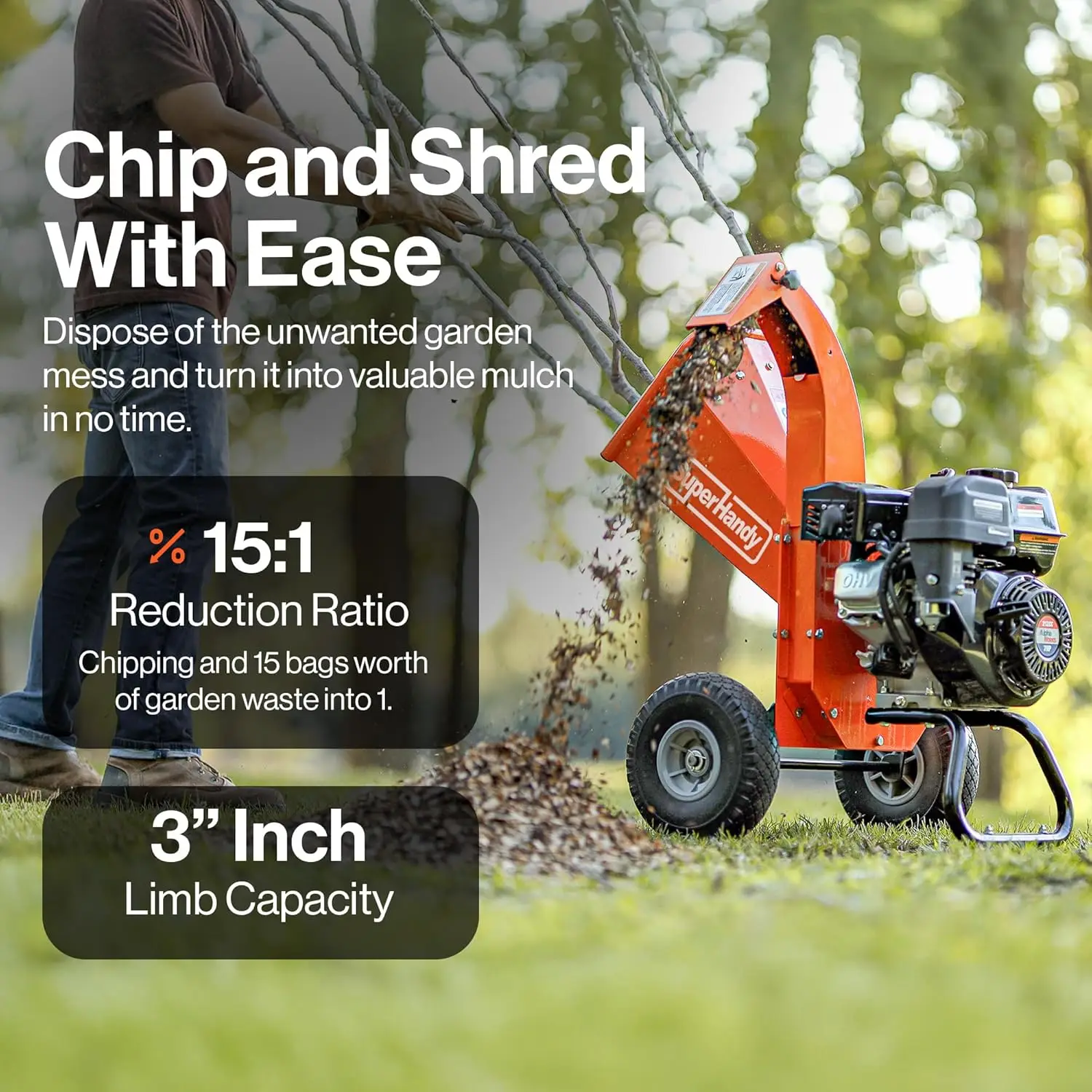 Mini Wood Chipper Shredder Heavy Duty 7HP Compact Design 3