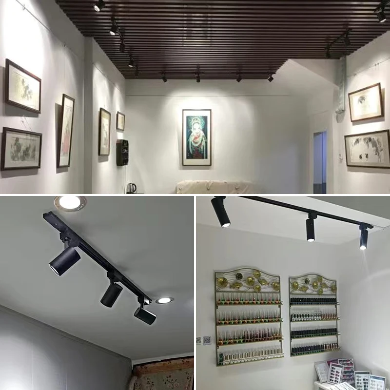 Whole Set 220V Led Track Light Fixture Rail Lighting System 20/40W COB Ceiling Track Lamp For Clothing Shop Living Room Home