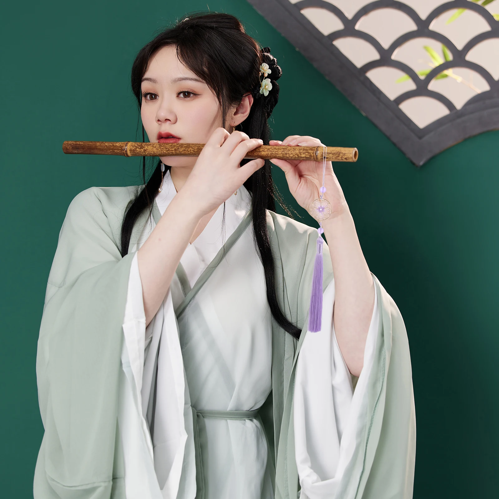 

Vintage Style Bamboo Flute Tassel Pendant - Handmade Chinese Instrument Decoration for Flute and Panpipes, Exquisite