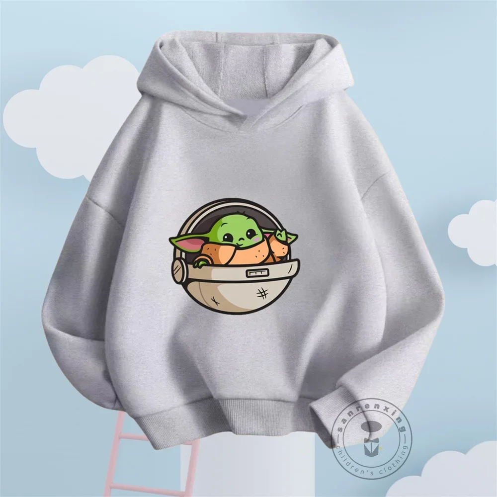 Children\'s Mandalorian Hoodies Kids Baby Yoda Sweatshirts Baby Cotton Baby Yoda Pullover Tops Girls Boys Autumn Winter 2024