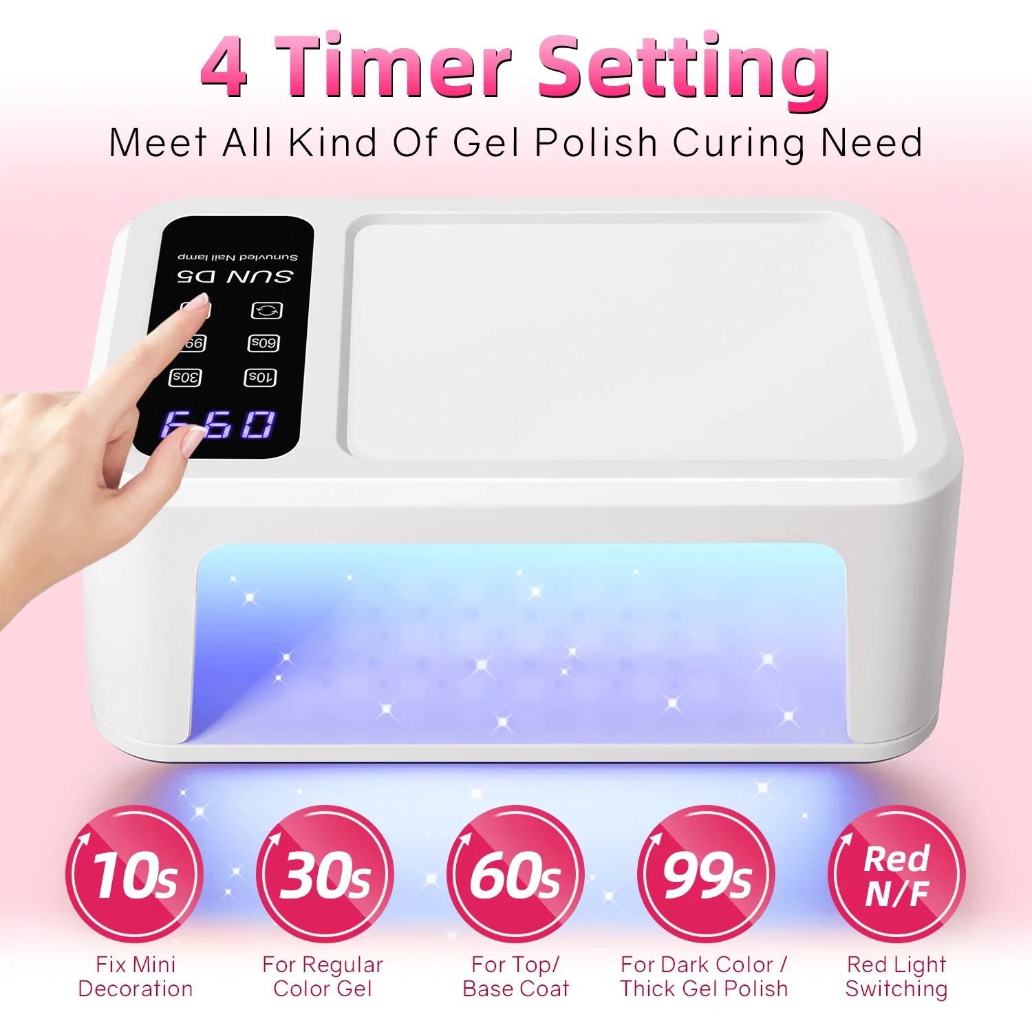 480W Professional UV LED Nail Lamp For Nails 140 Beads Fast Curing Gel Polish Lamp With LCD Display Screen Smart Sensor