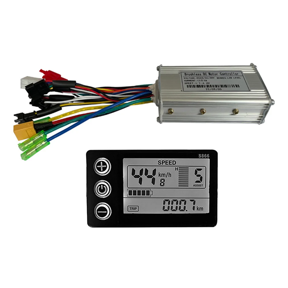 S866 LCD Display with 24 36 48V 17A Sine Wave Controller for E-bike and Electric Scooter Motor Self-Learning Feature
