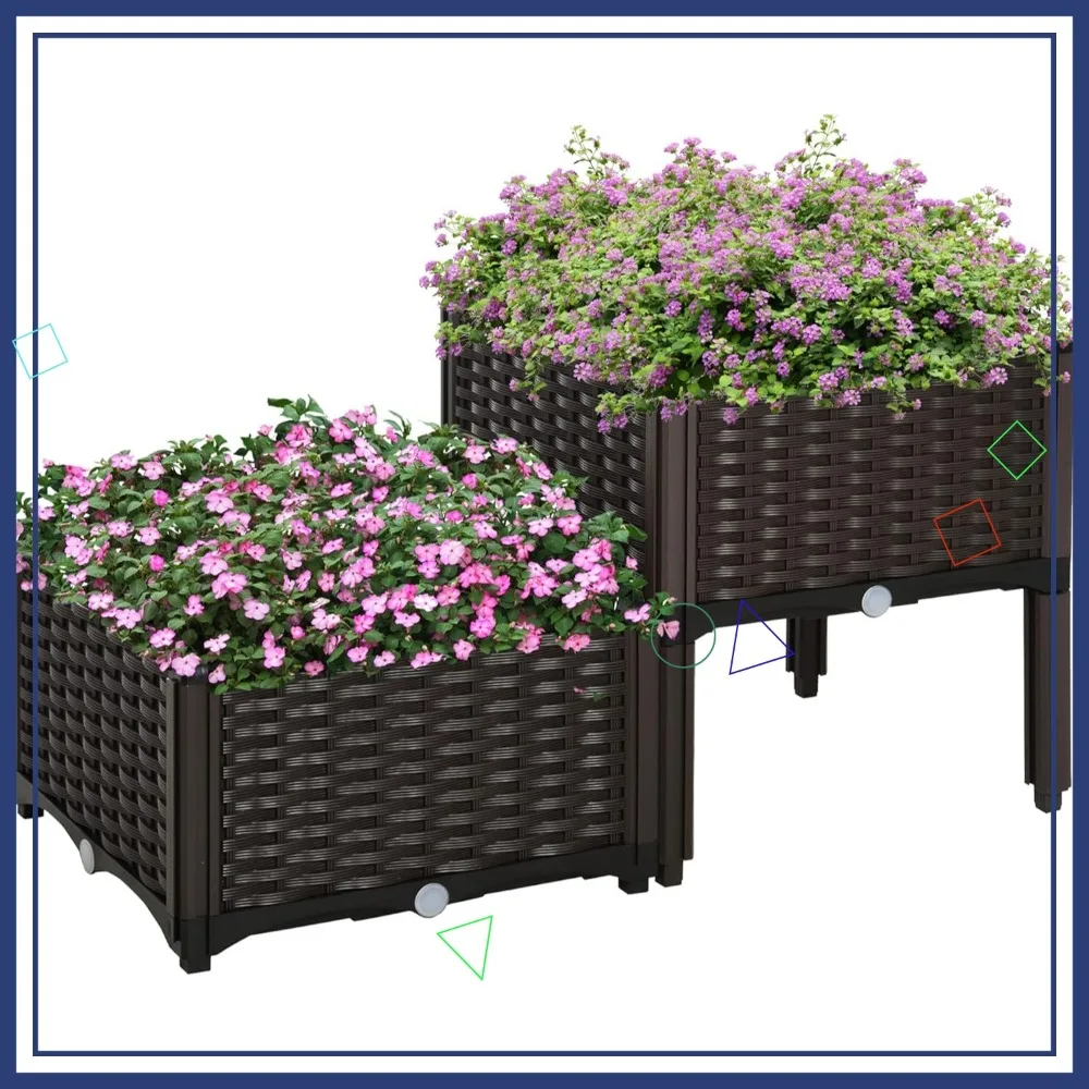 

Поднятая садовая кровать из 2 предметов с ножками, ящик для цветов, трав, овощей, коричневый