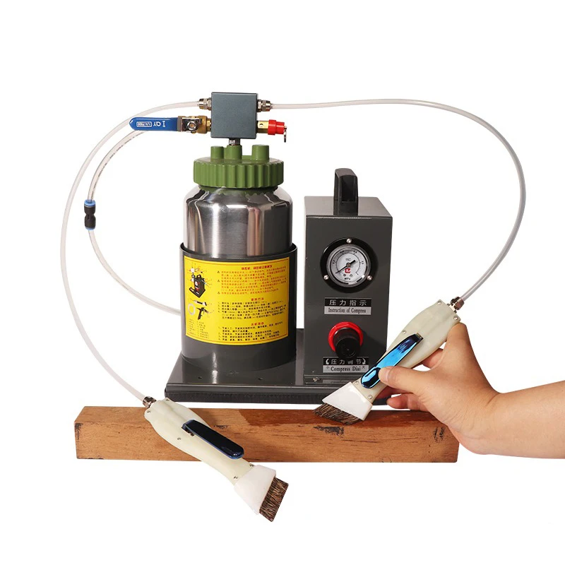 

111 Double Head Automatic Pneumatic Brushing Spray Machine Shoe Luggage Leather Brush Glue Filling Machine