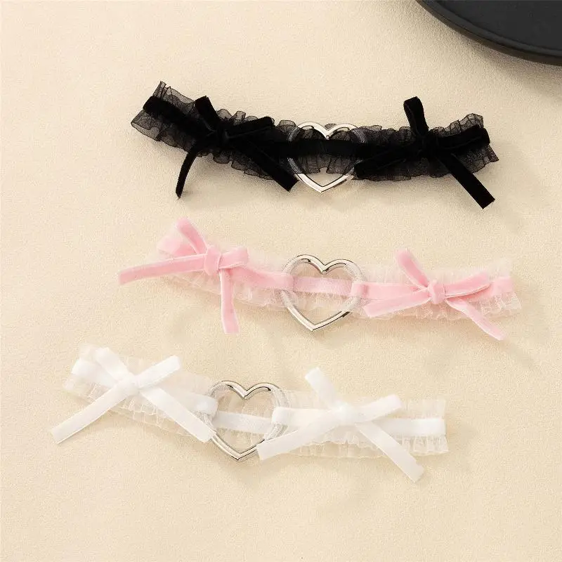 1Pcs Lace Love Elastic Bow Leg Ring Love Lolita  Leg Garter Thigh Ring Role Playing Leg Ring Wedding Sexy Garter