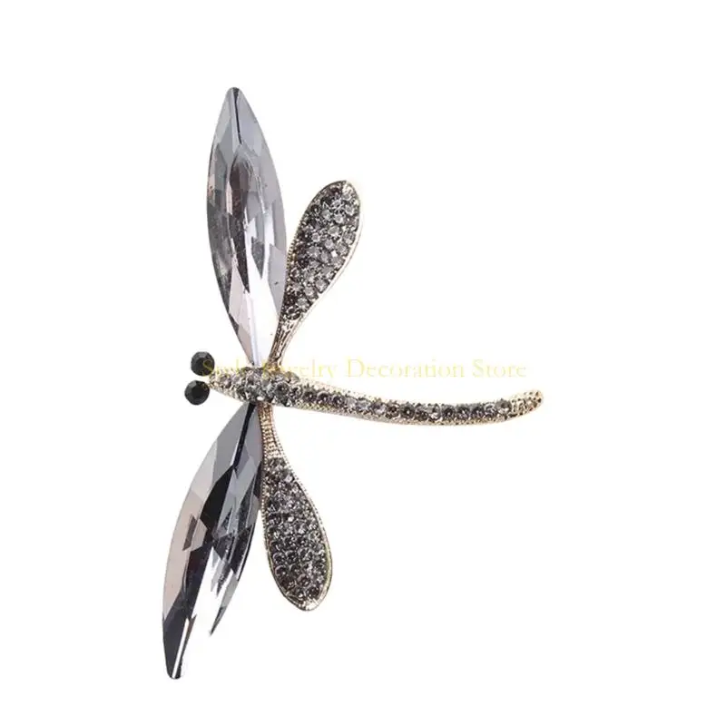 D46e عصري Dragonflies بروش مع أحجار الراين المتلألئة دبوس للسكن للنساء #3