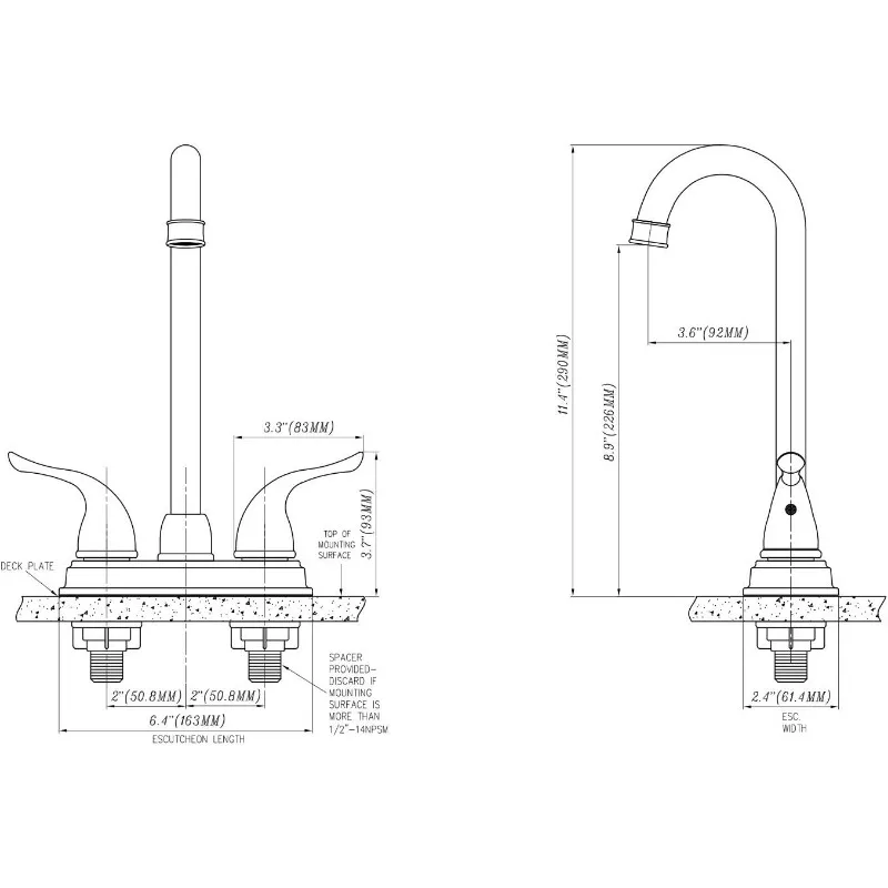 Torneira giratória para barra alta/Galley - 2 alças (níquel acetinado escovado)