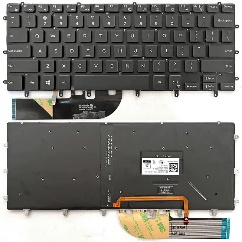 Teclado retroiluminado dos EUA/russo para Dell Precision 5510 5520 5530 5540, Inspiron 15 7558 7568 P55F, XPS 9550 9560 9570 P56F