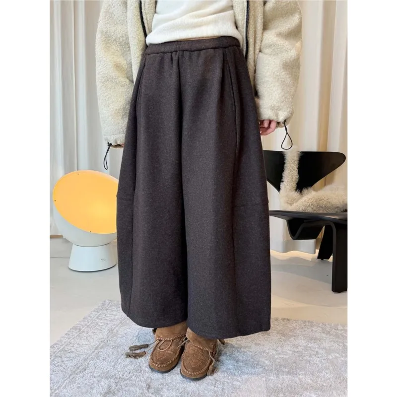 

Johnature зимние новые корейские винтажные ленивые стильные двусторонние флисовые повседневные свободные брюки с эластичной резинкой на талии для женщин