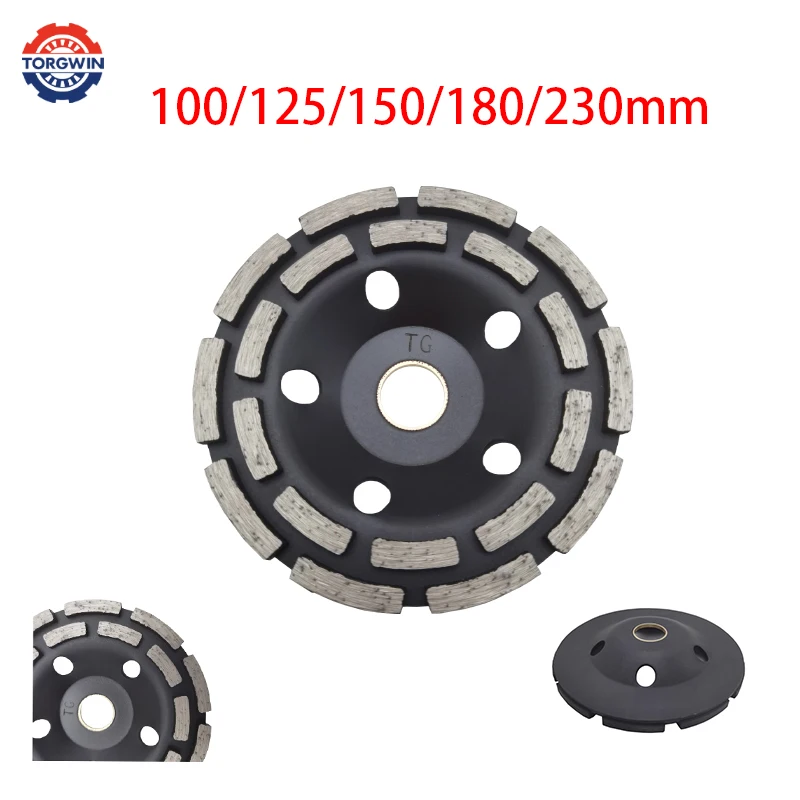 100/125/150/180/230mm Double Row Diamond Segment Grinding Wheel Cup Disc Grinder Concrete Granite Stone Cut