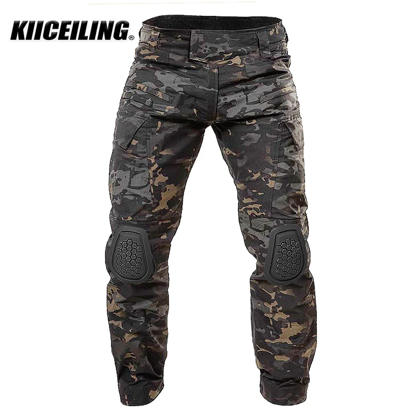 

KIICEILING MP-G4 Cargo Pants Men Multi Pockets Outdoor Hiking Hunting Fishing Work Water Repellent Windproof Ripstop Trousers