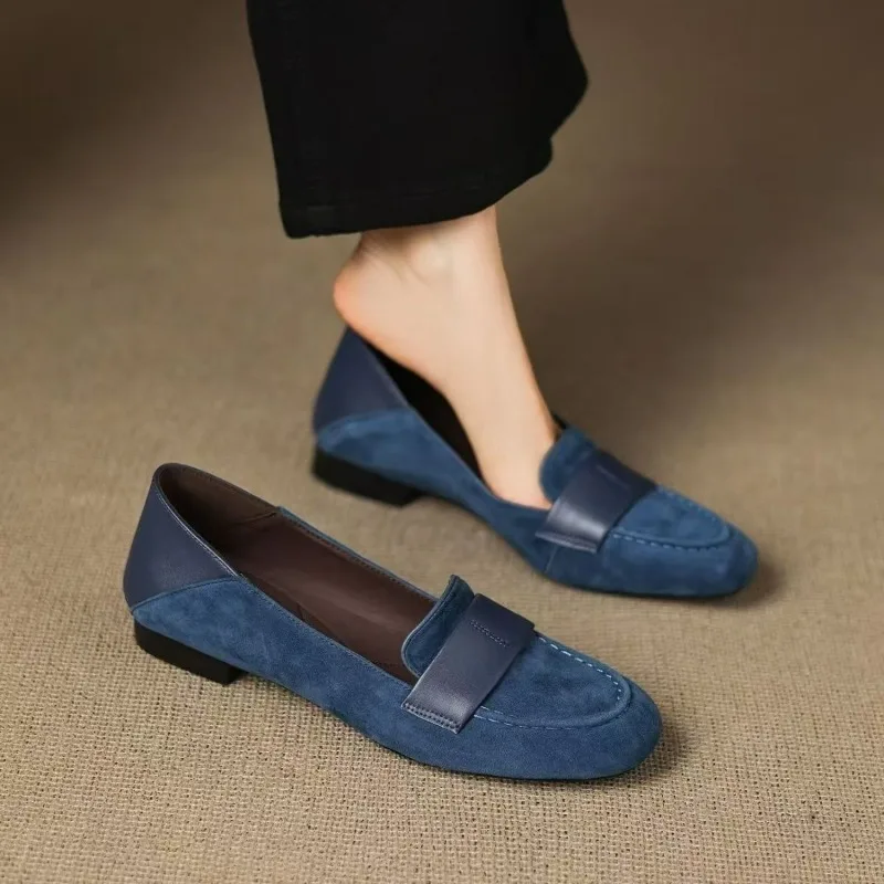 

Spring and Autumn Retro Female Loafers 2026 New Style Roman Flat Heel Comfortable Versatile Slip on Cow Suede Women Flat Shoes
