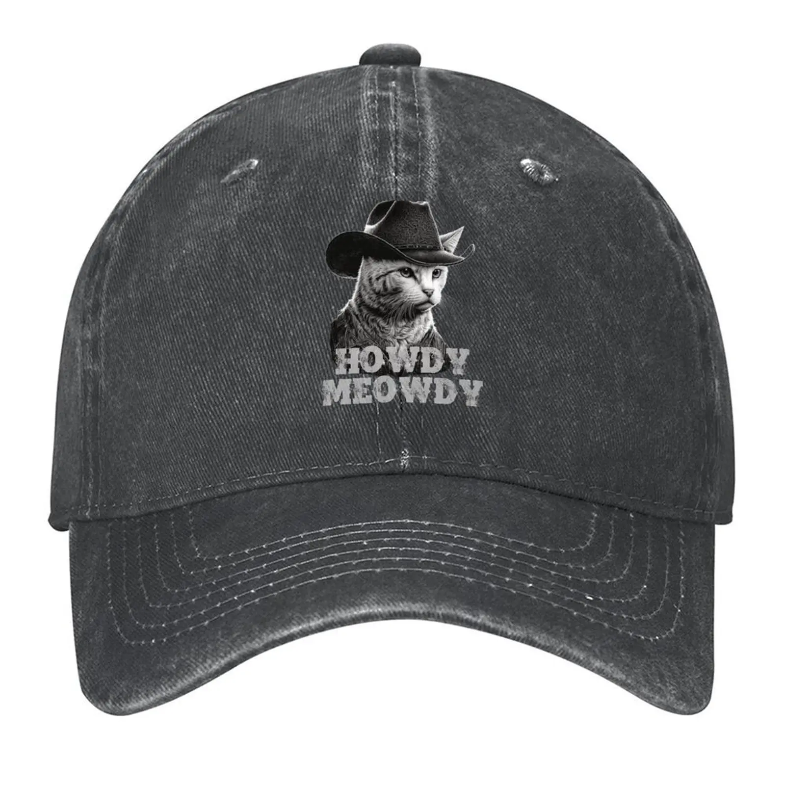 

Howdy Meowdy Funny Country Music Cat Cowboy Hat Vintage Baseball Cap Golf Sun Hat For Children beach hat Girl'S Hats Men's