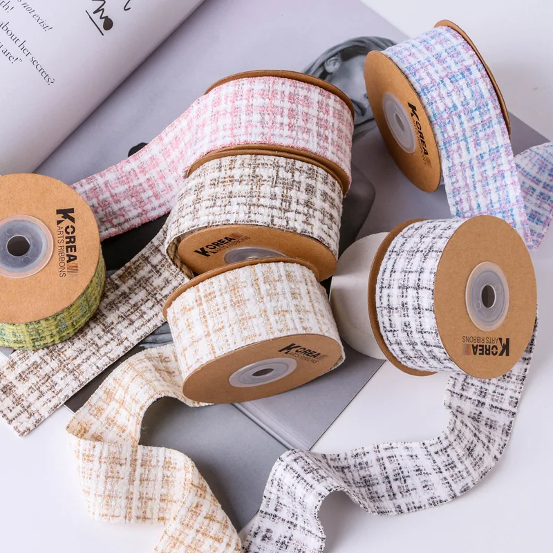 4cm Weave Cotton Wool Braided Ribbon Tweed Tape DIY Hair Bowk Kids Hair Accessories Material Handmade Sewing Collar 10/50 Yards