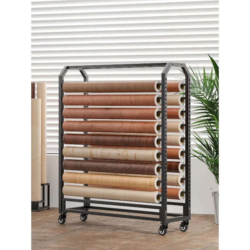 Removable wood grain imitation leather sticker self-adhesive wallpaper display stand with wheels