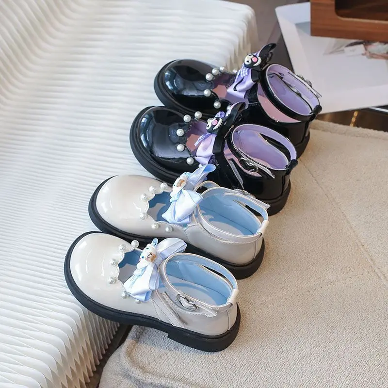 

Sanrio Lolita Leather Shoes Cinnamoroll Kuromi Cartoon Anime Character Accessories Kawaii Girl Sweet Princess Round Toe Shoes
