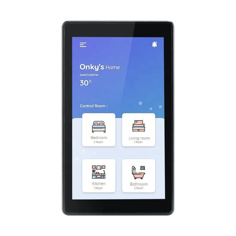 

5,5-дюймовая черная цветная скрытая стена Android 11/13 2 ГБ Ram Wi-Fi PoE Центральная панель управления для умного дома