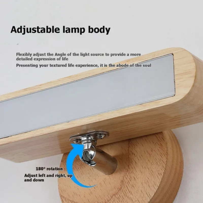 

【HAPPY】Настенный светильник в скандинавском стиле из массива дерева - многоцветное светодиодное освещение для спальни, гостиной, прихожей