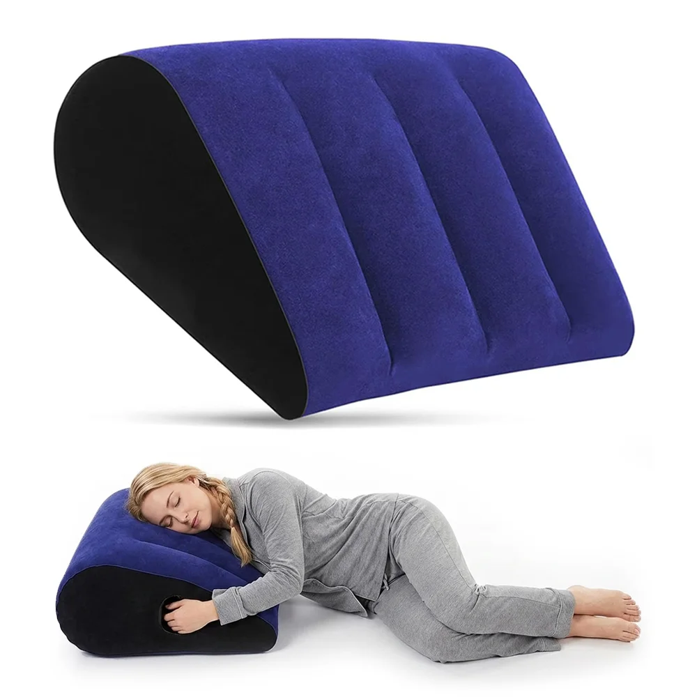 Inflatable Wedge Support Pillow Foldable Body for Leg Back Support Portable Ergonomic Wedge for Reading Yoga Car Travel