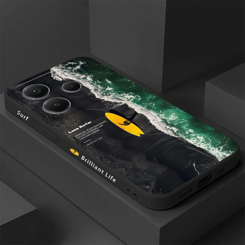

Lonely Surfing Phone Case For Xiaomi Redmi Note 14 13 12 12S 11 11S 10 10S 9 9S 14C Pro Plus 4G 5G Liquid Silicone Cover