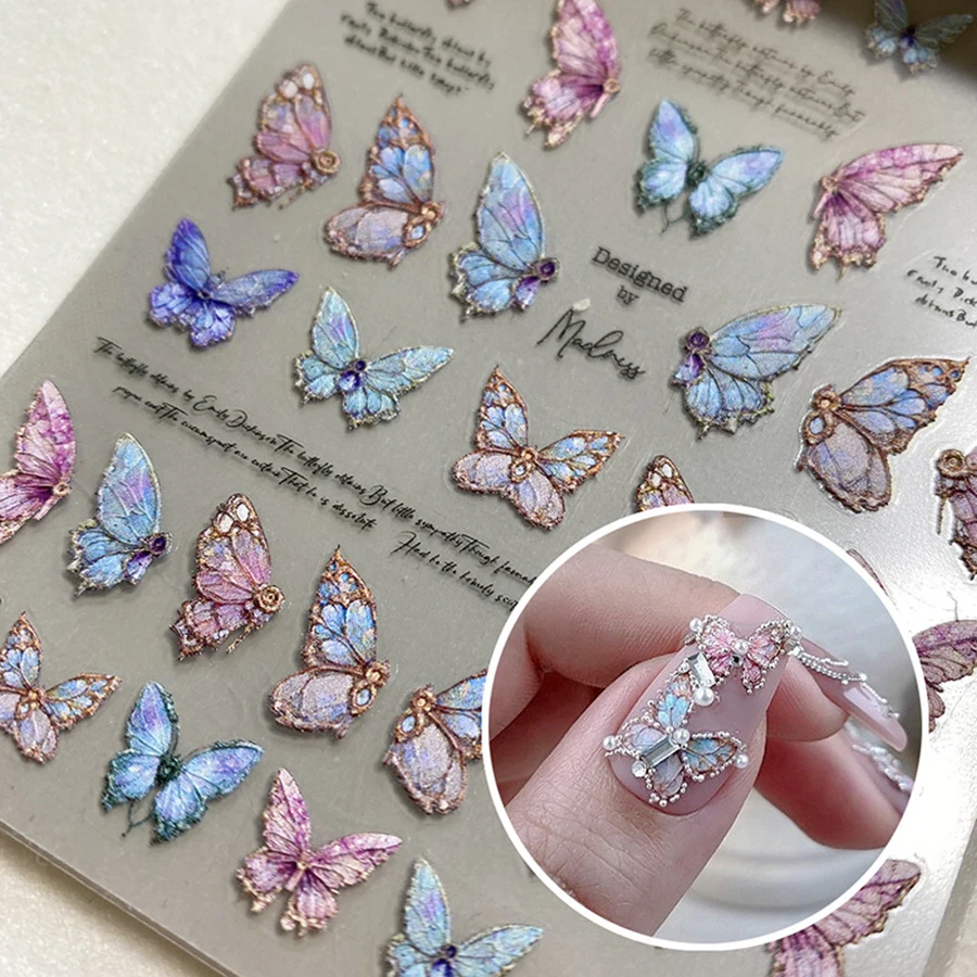 1 Stück 3D-Schmetterlings-Nagelaufkleber, kreative DIY-Aufkleber, niedliche Nagelkunst-Dekoration für Frauen, Freundin, Geschenk, Nagelkunst-Werkzeuge