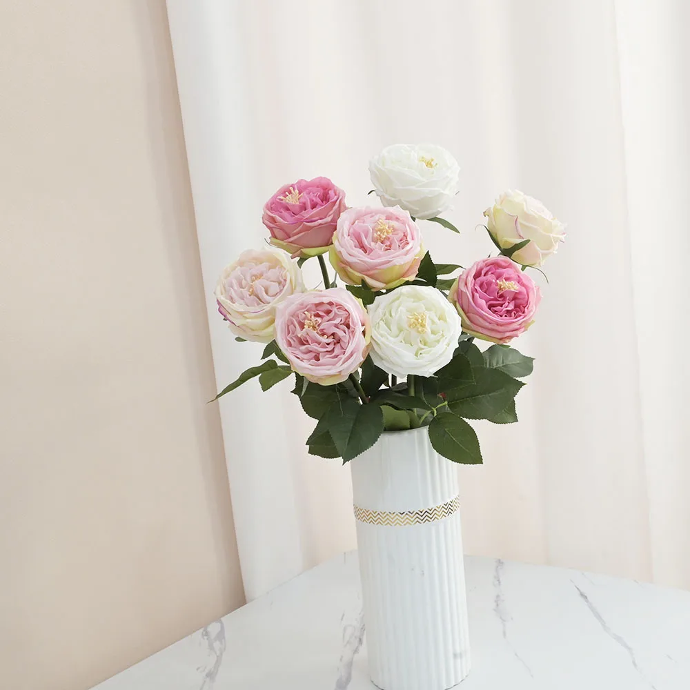 

Table Decoration Background Wedding Simulation Flower Feel Moisturizing Austin Rose Ins Wind Bouquet Curling Tea Rose Home