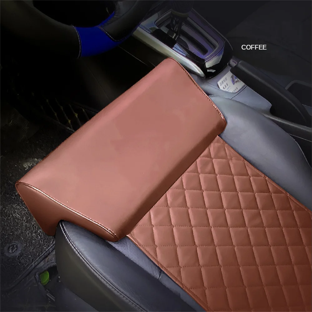 PU Leather Car Seat Extender Cushion Leg Support Pillow Memory Foam Knee Pad Long-Distance Driving Office Driver Protector Mat