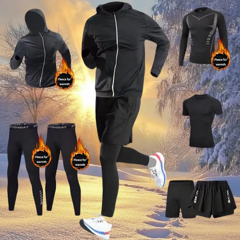 

Новый осенне-зимний теплый комплект для бега, толстый флис, двойное тепло, профессиональная спортивная одежда, не боится льда и снега.