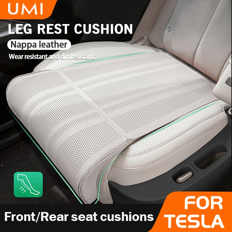 Housse de siège de voiture pour Tesla, avec Support de jambe, housse de Protection en cuir, rembourrage respirant et antidérapant, soulage la Fatigue, coussin de siège de voiture