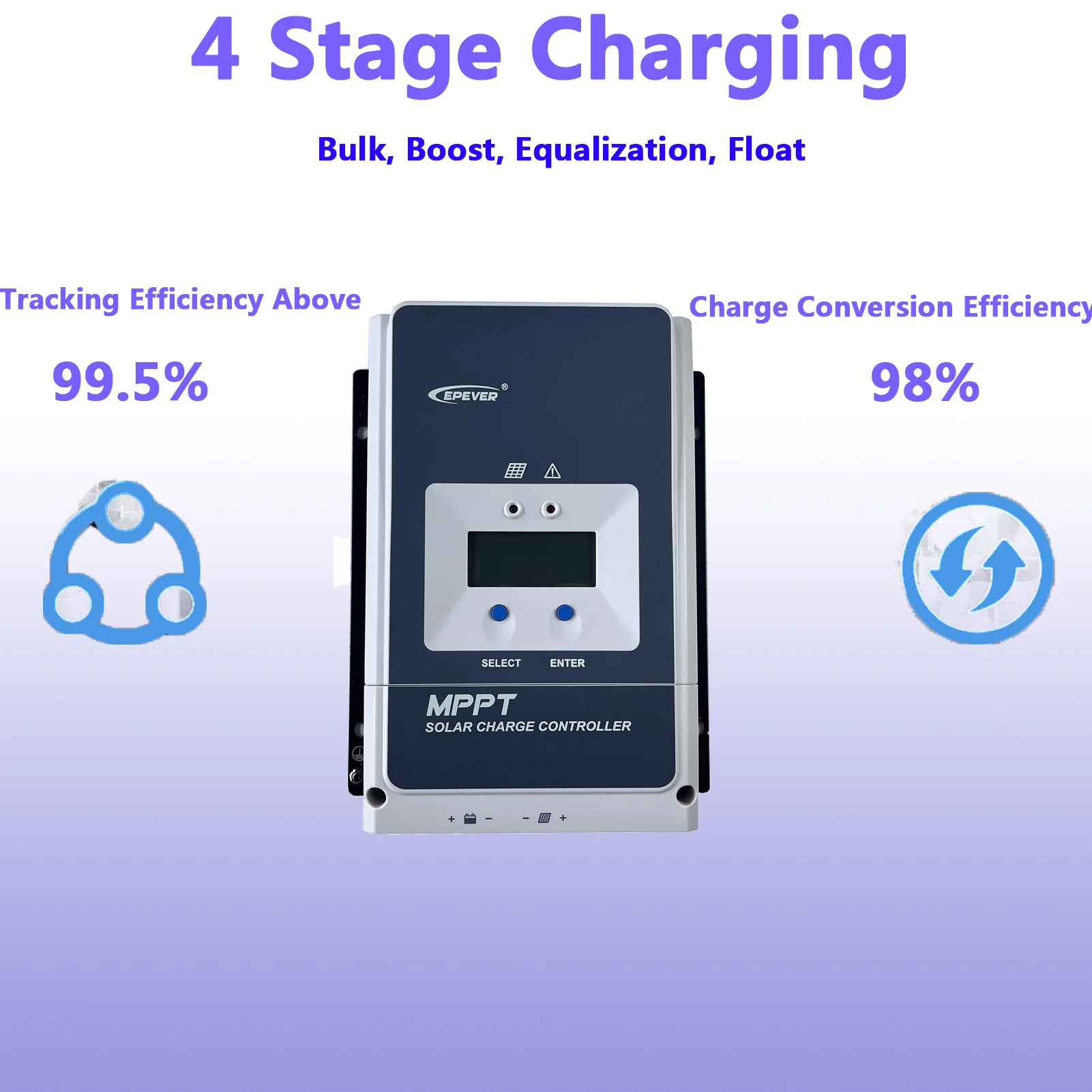 EPEVER 60A MPPT Solar Charge COntroller VOC 100V Suit Solar Panel LCD Display for Adjust Parameters