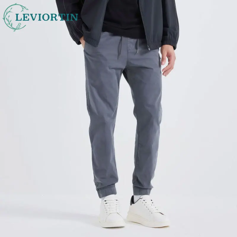

Autumn men's youth popular casual breathable, wear-resistant washed pure cotton three-dimensional slim fit elastic ankle pants
