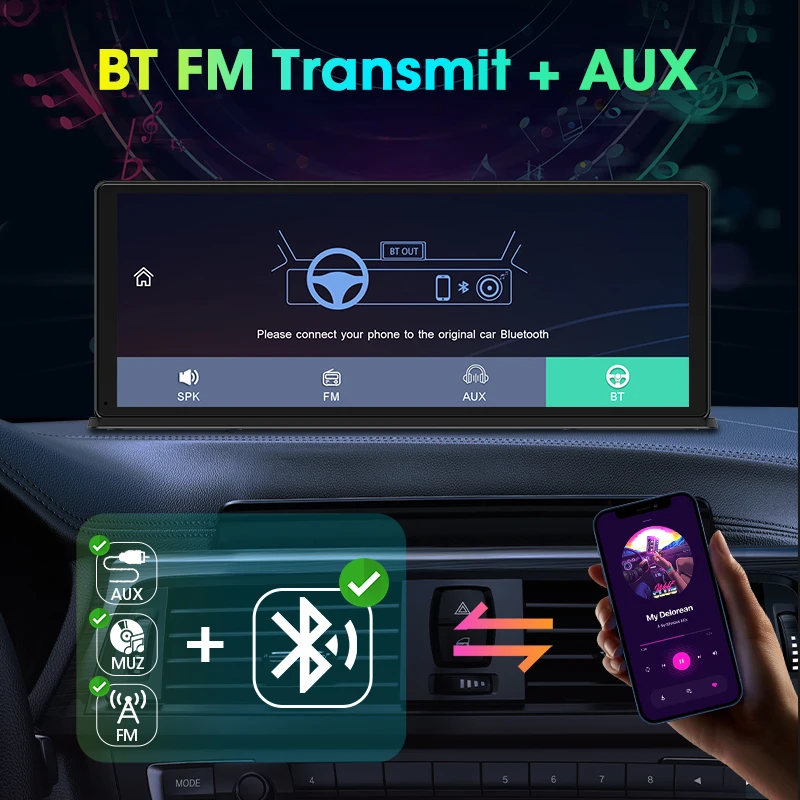 شاشة كاميرا Dashcam 4K 4K مقاس 11.3 بوصة بشاشة 4K Carplay كاميرا DVR للسيارة مسجل فيديو رقمي أمامي وخلفي بنظام Android Auto مسجل فيديو أمامي وخلفي GPS Navi Dash Cam 24h مراقبة وقوف السيارات