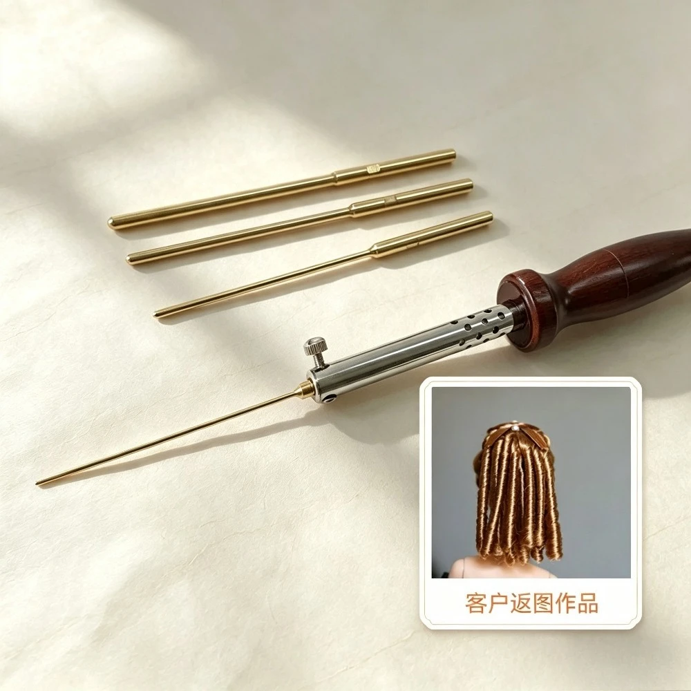 2\3\4 5mm Brass Curling Tool for B-J-D Doll, Mini Hot Iron Stick for Tiny Hair Styling, Detail Roller Set