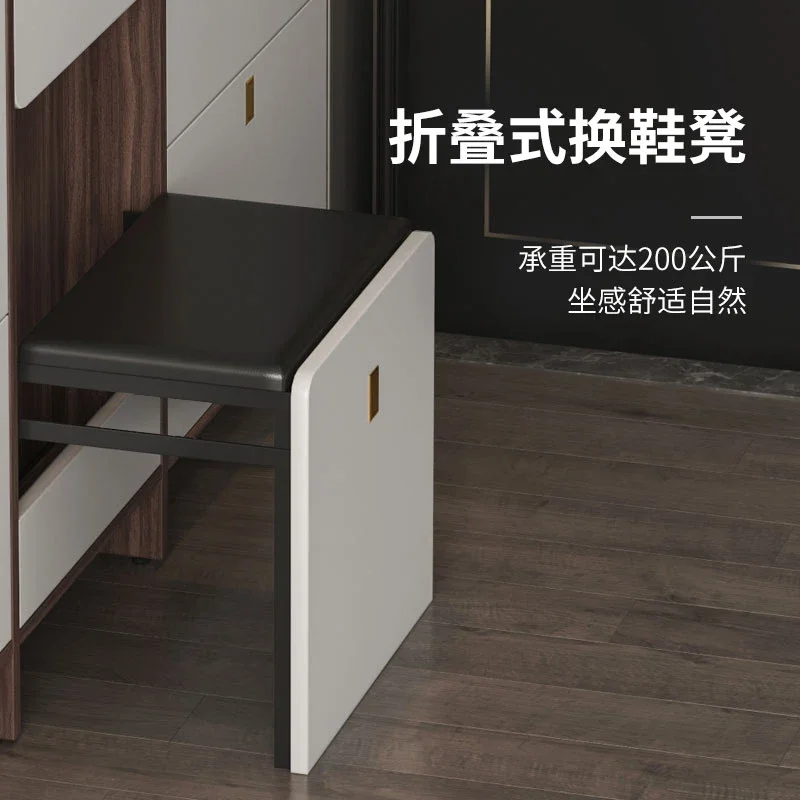 Ultra-thin shoe cabinet solid wood household door explosion modern tipping bucket seat integrated narrow