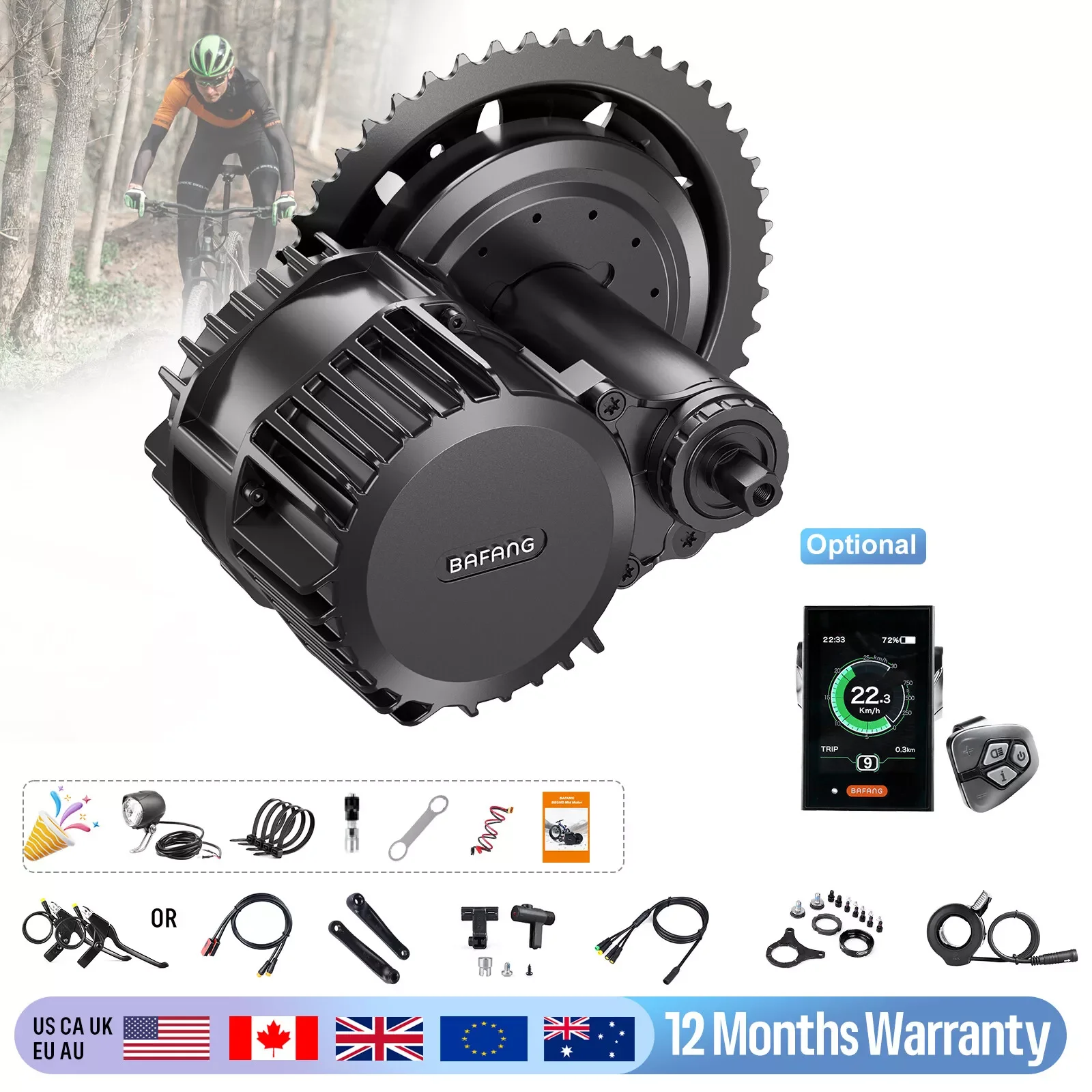 Bafang 전기 자전거용 Ebike Bafang G320, 48V, 52V, 1000W, BBSHD 미드 드라이브 모터 변환 키트, BB 68mm, 100mm, 120mm