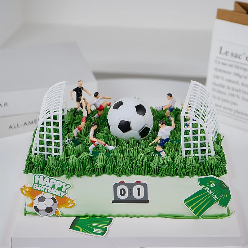 Football Cake Topper Sport Theme Paperboard Happy Birthday Soccer Cupcake Topper Kids Boy Birthday Party Cake Decoration Supplie