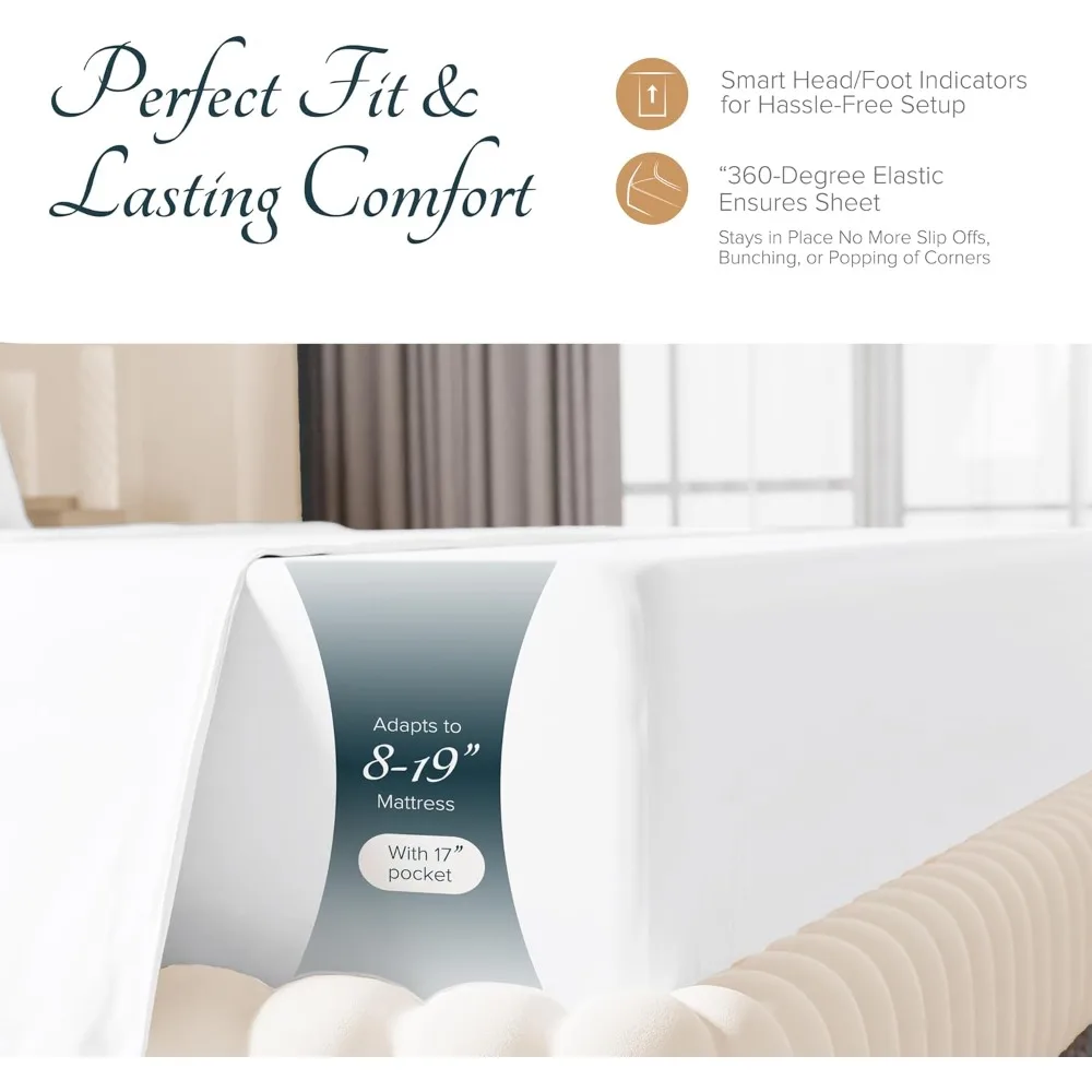 مجموعة ملاءات كاريسا كتان 100% من القطن المصري مقاس كينج - صفائح قطنية مصرية فاخرة عدد 1500 خيط مقاس كينج (4 قطع، أبيض #5