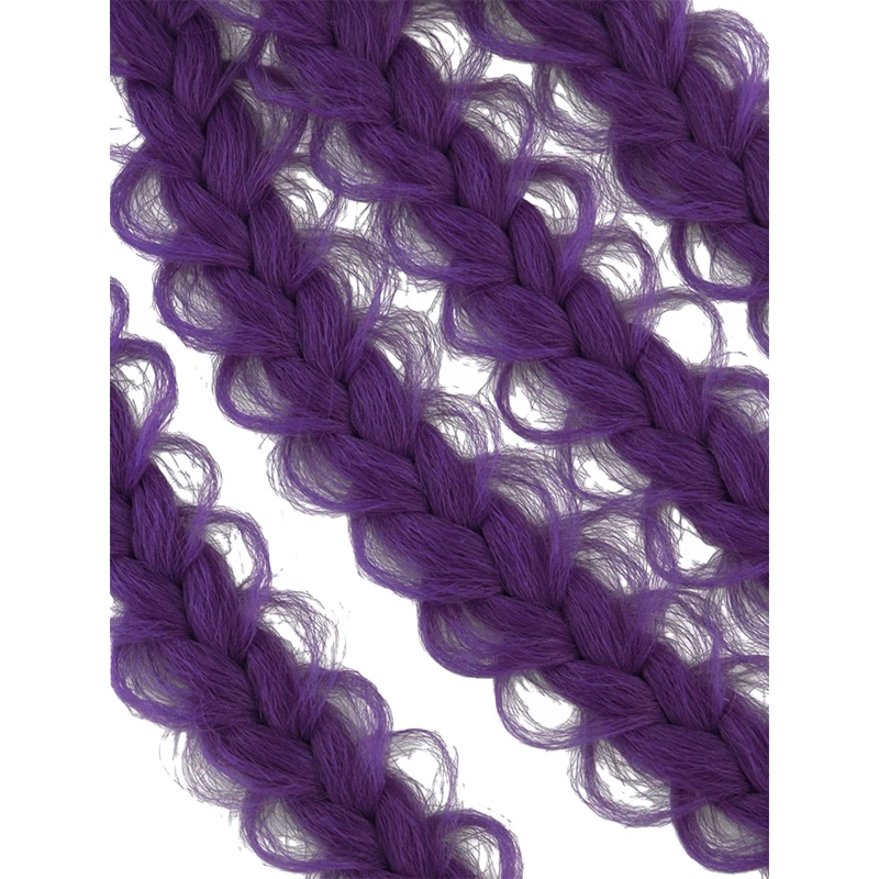 Lila Geflochtene Pferdeschwanz-Haarverlängerungen, Bubble Braid Synthetisches Haar mit Quasten für Cosplay und Partys – Detail 8