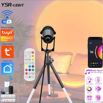 DC5V USB Tuya WiFi LED Zonsondergang Lamp 24key Afstandsbediening RGB Kleurverandering Projectie Regenboog Spotlight INS Vibe voor Alexa Google