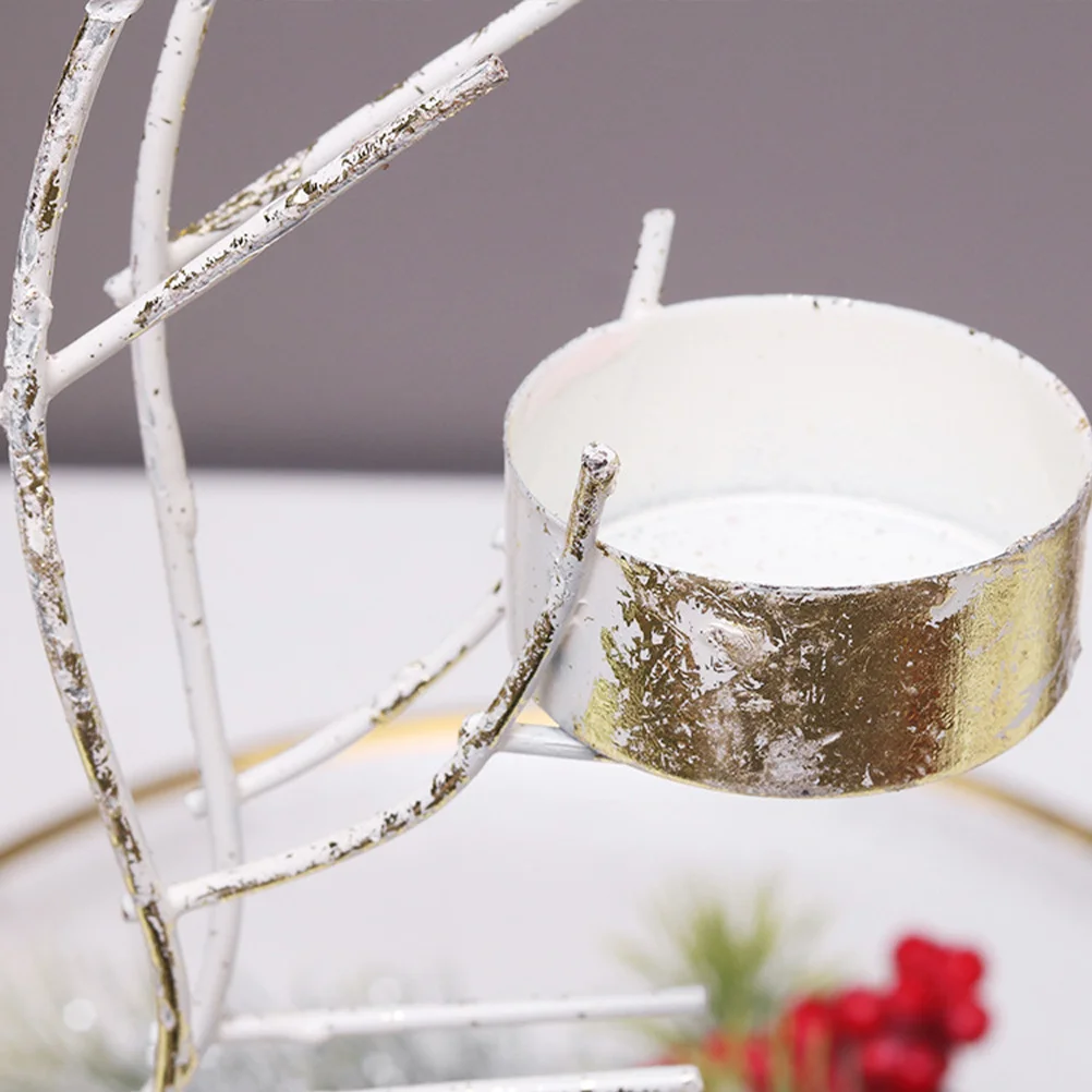 

S Christmas Reindeer Holder Iron Art Tea Light Stand for Holiday Tabletop Mantle Fireplace Decoration Brighten Home