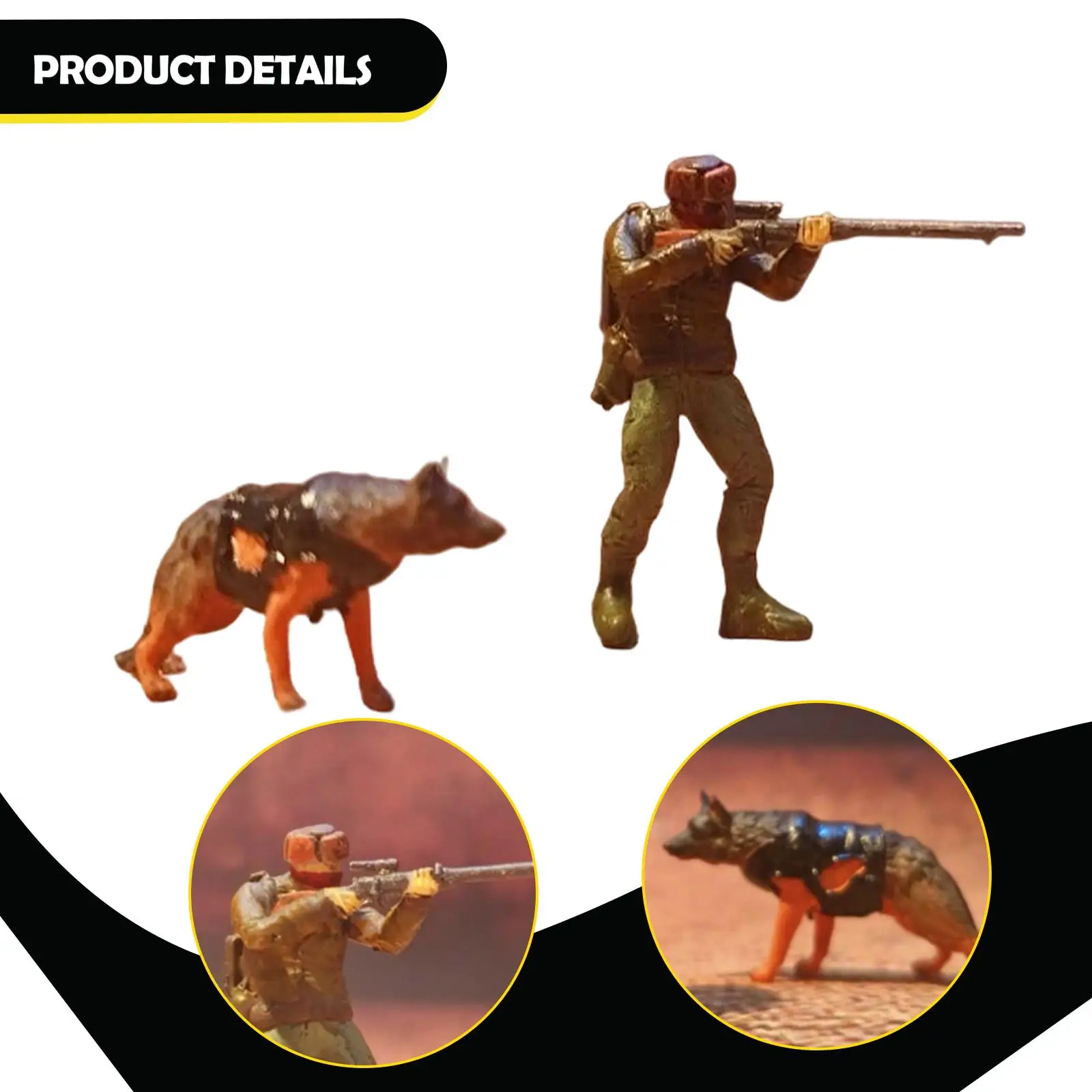 2x soldaat en hond miniatuurfiguren miniatuur mensen beeldjes miniatuur scènemodellen voor games hobby zandtafel decor ambachten